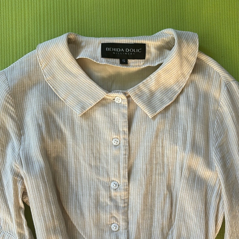Behida Dolic cream & white striped dress!